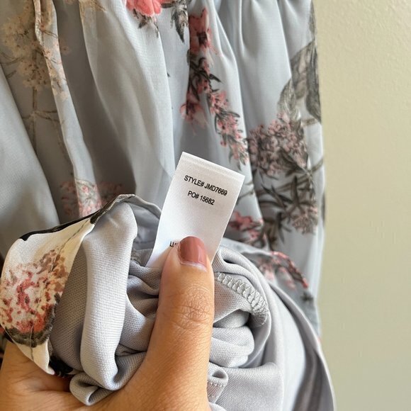 Lulu's Verona Off-the-Shoulder Lace‎ Dress Light Blue Floral Print Womens… - Picture 11 of 13